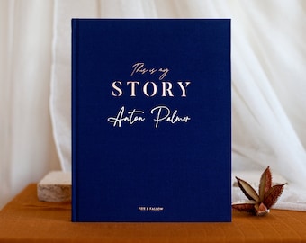 This Is My Story Personalized Memoir Journal – Custom Navy Hardcover – Perfect for Writing Memories, Keepsakes, or Gift for Loved Ones
