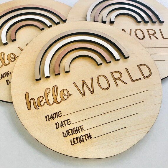 Download Baby Birth Announcement Sign Svg Wooden Sign Hello World Sand Etsy