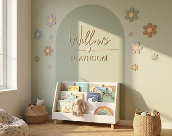 Personalised Playroom Sign – Wooden Wall Script Art, Custom Kids Room Decor, Handmade Nursery Wall Hanging, Playroom Name Sign