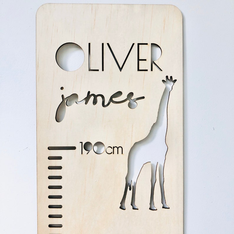 Personalised Growth Chart - Safari Wooden Height Chart 190cm