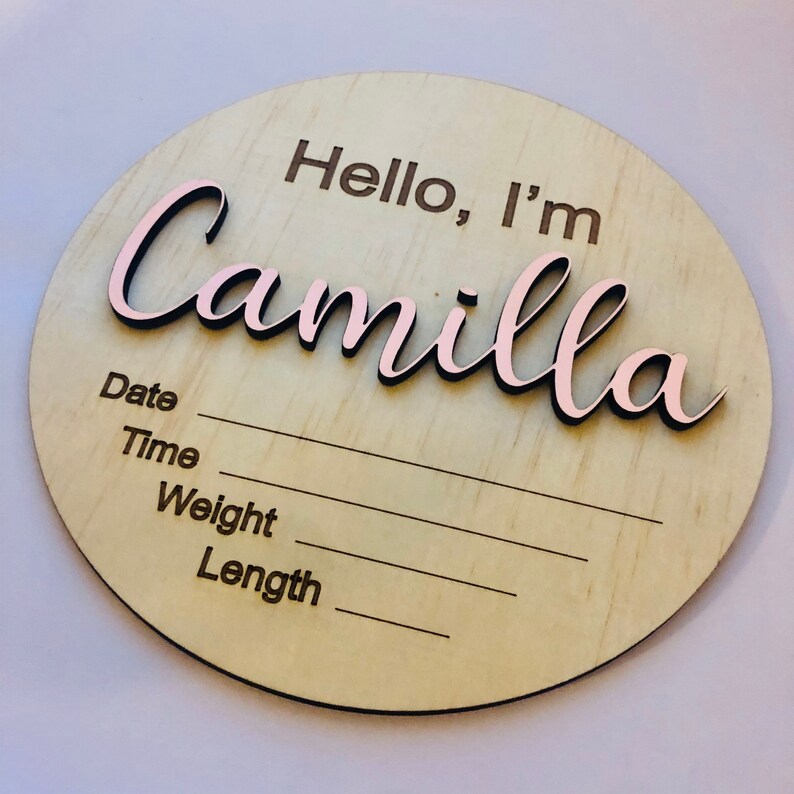 Download Hello I'm ... Wood Baby Birth Announcement Sign SVG Hello | Etsy