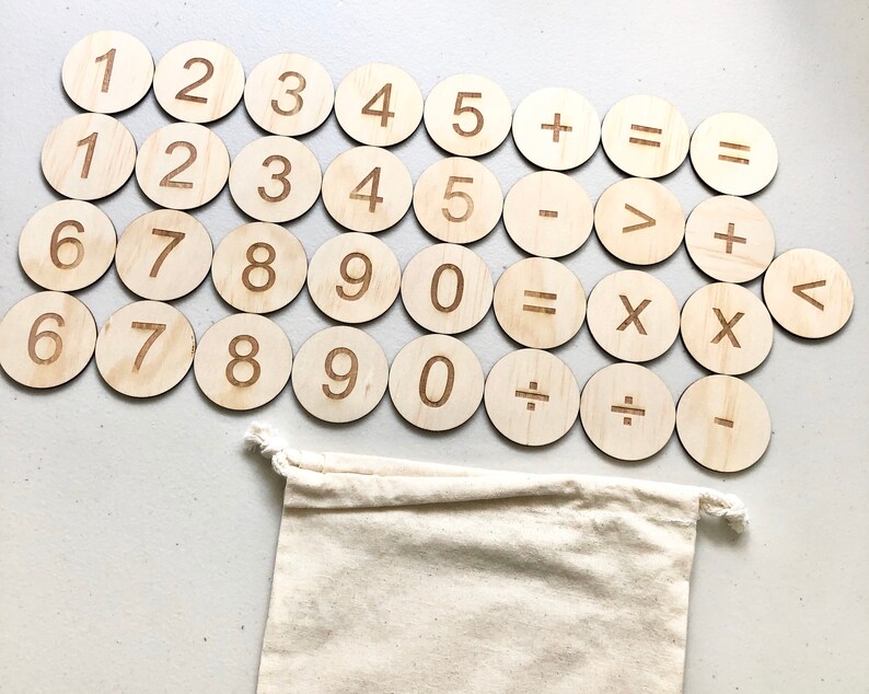 Wooden Math Set Montessori Leaning Kids Educational Tools