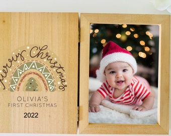 Personalised Christmas Photo Frame - Christmas Tree Rainbow