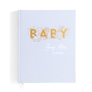 Personalised Baby Book – Blue | Custom Baby Memory Book | Keepsake Gift for Newborns | Baby Shower Present | Baby Journal