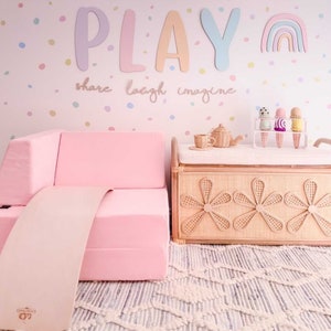 PLAY Sign – Playroom Wall Decor, Kids Room Wooden Sign, Nursery Wall Art, Modern Kids Room Decoration, Fun Educational Room Accent