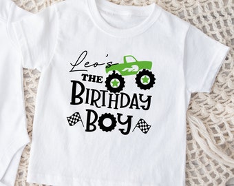 Personalisierte Monster Truck Geburtstag T-Shirt - Benutzerdefinierte Name Kinder Shirt | Jungen Geburtstag Outfit | Monstertruck-Party-T-Shirt