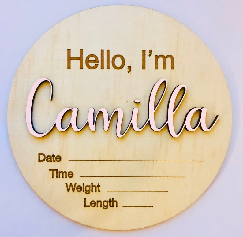 Download Hello I'm ... Wood Baby Birth Announcement Sign SVG Hello | Etsy