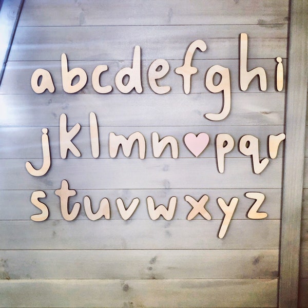 Panneau mural en bois avec lettres de l'alphabet, décoration artistique pour pépinière, salle de jeux, chambre d'enfants