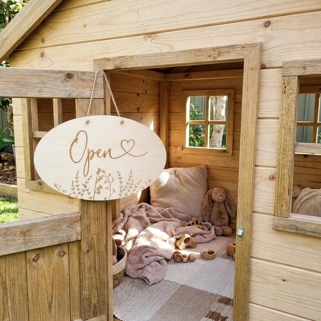 Open & Closed Floral Sign – Rustic Door Sign | Handcrafted