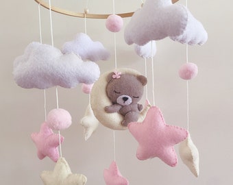 Pink Teddy Bear Nursery Mobile | Nursery Decor