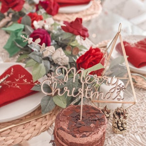 Merry Christmas Snowflake Wooden Cake Topper