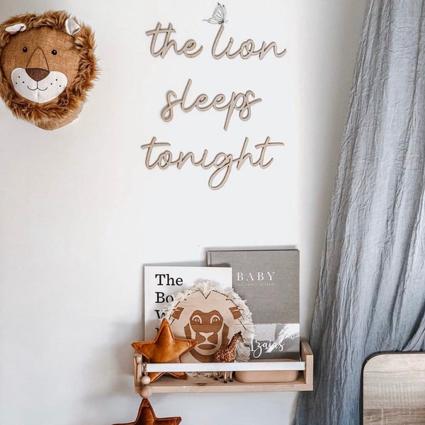 the lion sleeps tonight nursery wooden wall script art