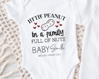 Little Peanut Announcement Onesie – Pregnancy Reveal Baby Outfit – Newborn Bodysuit – Cute Baby Shower Gift – Gender Neutral Clothes