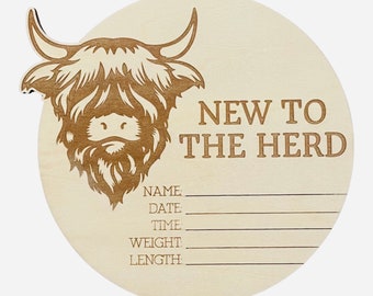 New to the Herd Wooden Birth Disc | Birth Annoucement