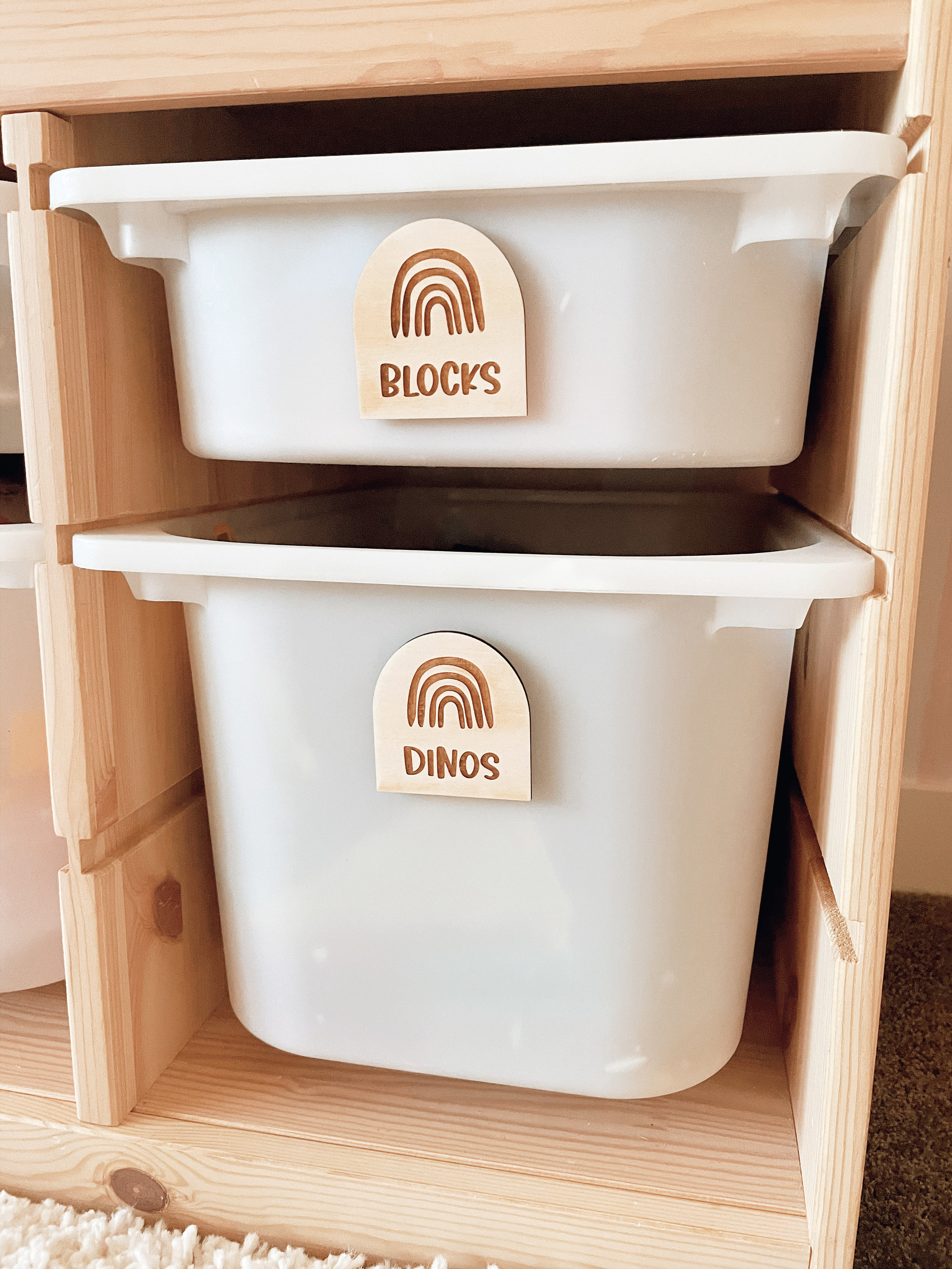 Rainbow Wooden Toy Storage Labels Children's Room Playroom Etsy