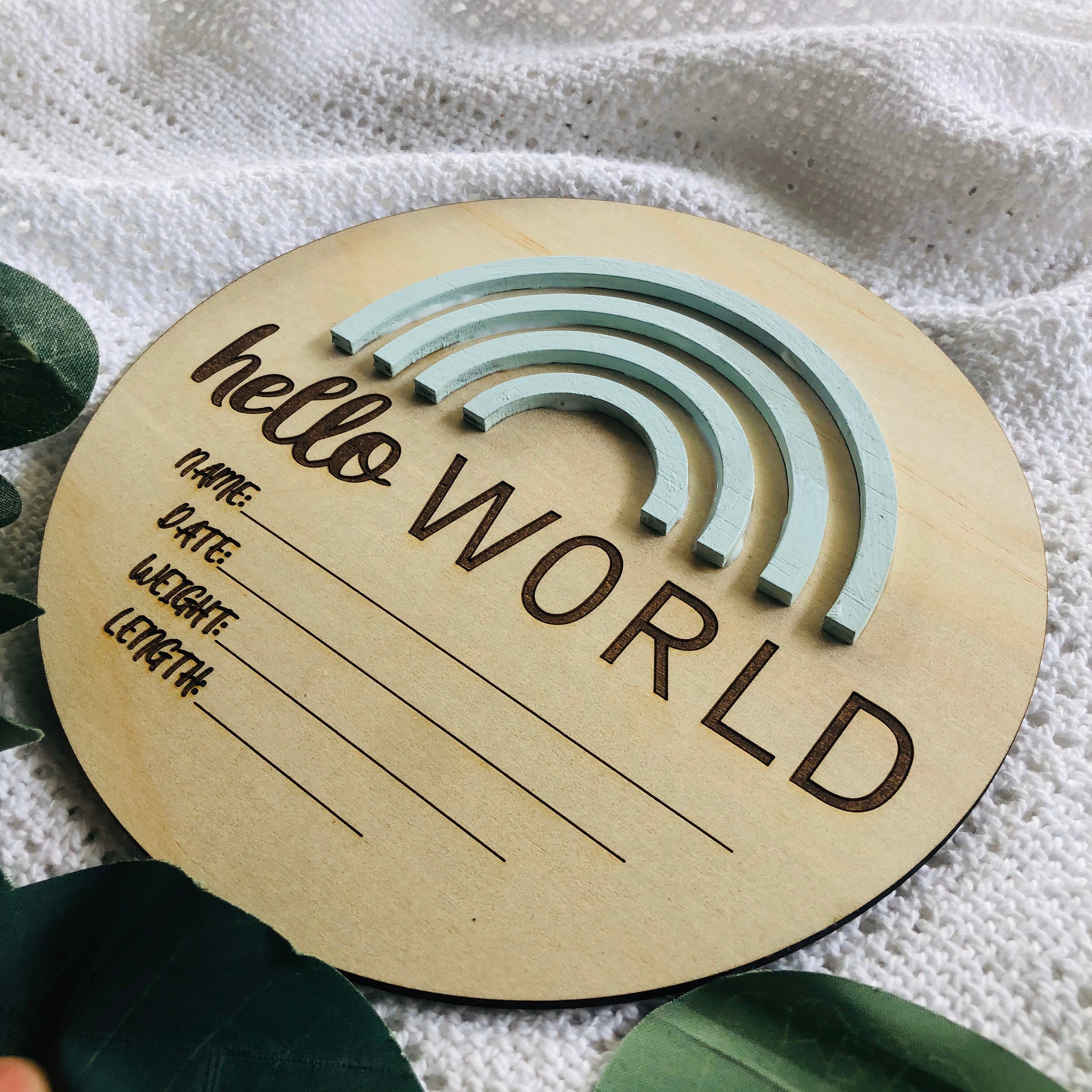 Baby Birth Announcement Sign SVG Wooden Sign Hello World 3D Etsy