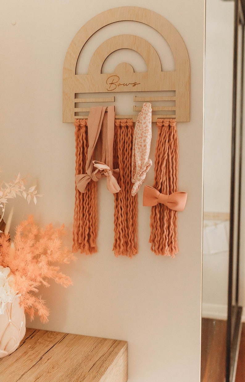 Rainbow Bow Macramé Bow Holder - Etsy