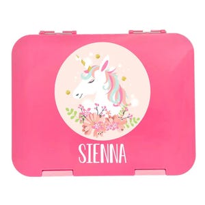 Personalisierte Lunchboxen - Pink Bento Box - Einhorn Blumen