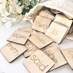 110 Essential Sight houten woorden – Montessori-leerspeelgoed | Educatieve set alfabetisering | Houten vizierwoord-flashcards | Hulpmiddel voor thuisonderwijs