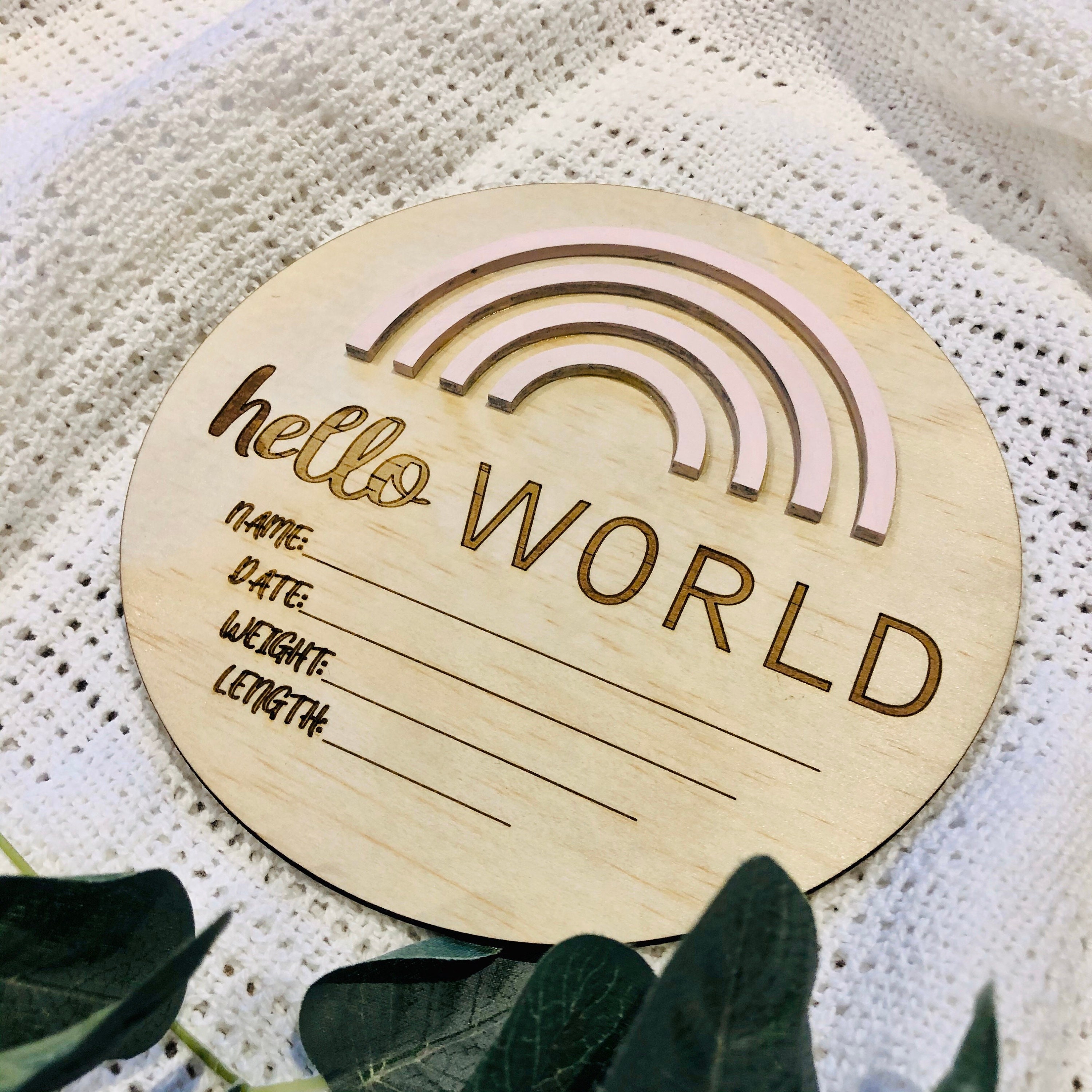 Baby Birth Announcement Sign SVG Wooden Sign Hello World 3D Etsy