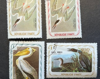 HAITI BIRDS - 1975 - Republique De'Haiti Audubon Birds - 4 different designs, 3 different birds. Used, canceled, great condition!