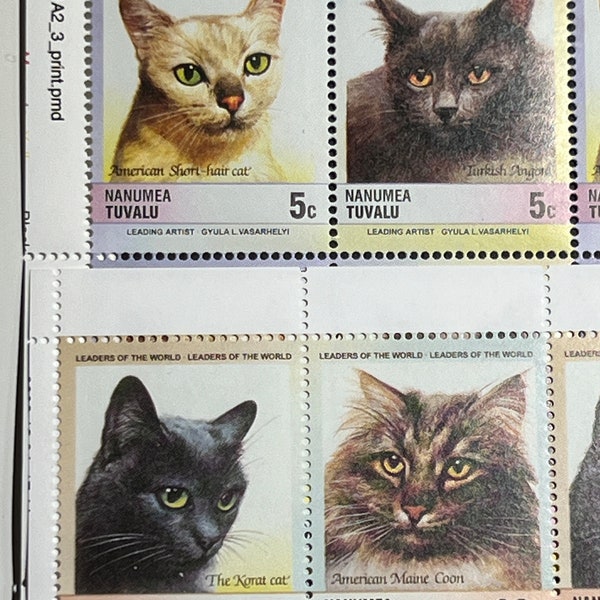 NANUMEIA TUVALU  CATS - 1982 - set of 4 individual stamps- Mint never hinged