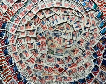 50 AMERICAN FLAGS on STAMPS - from 5c to current rate.  All canceled, used stamps