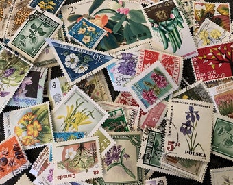FLOWERS, PLANTS, FRUITS Postage Stamps!  20 used or 10 Mint stamps per packet. Many types to choose -  ex: Flowers, Fruits, Trees and more!