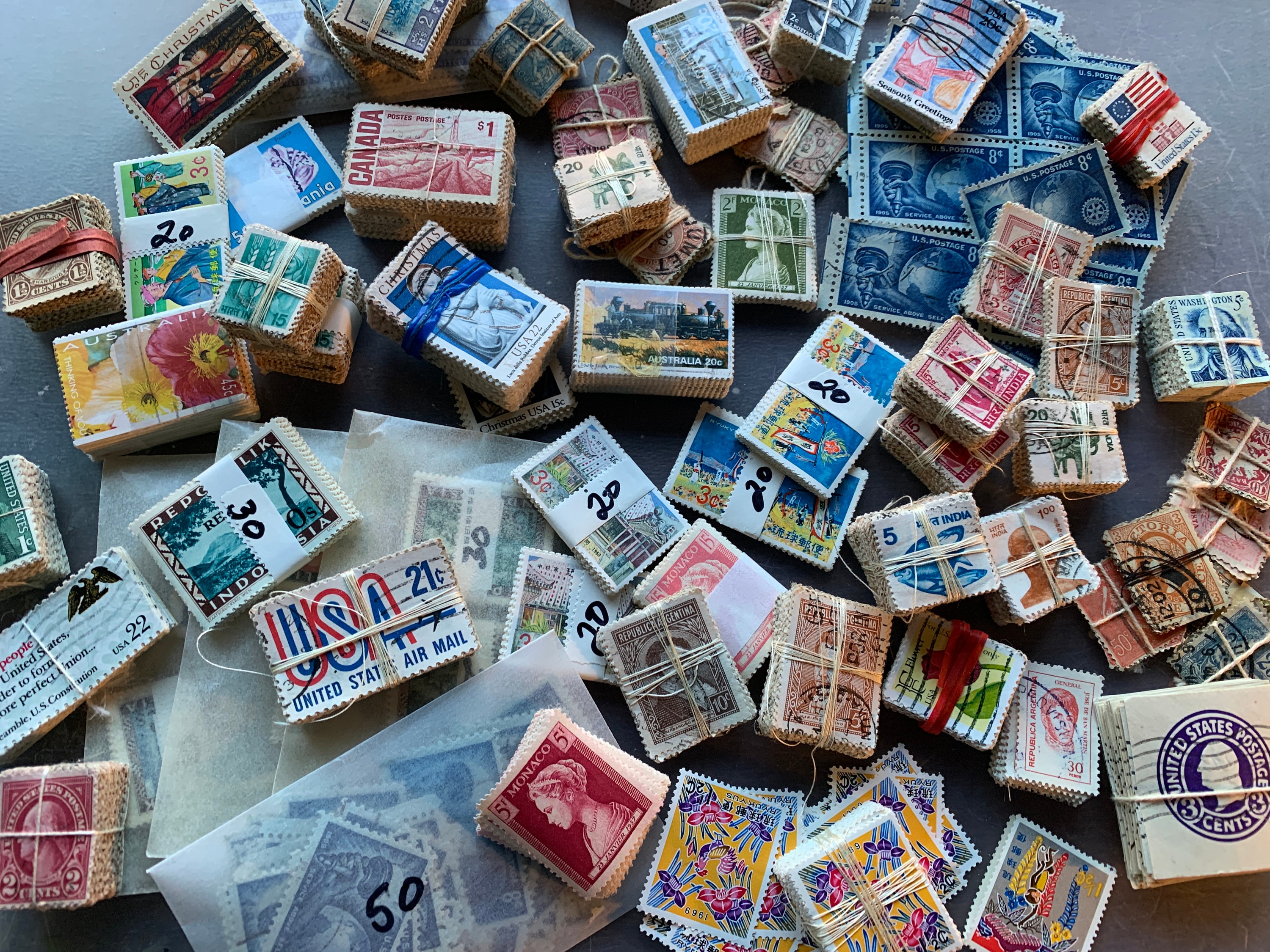 50 Old Postage Stamps. Late 19th Century Early 20th Century Postage Stamp  Set. Philately. 