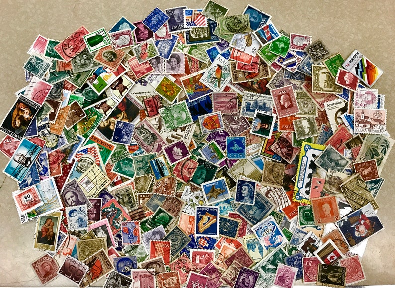 Worldwide Vintage Stamps No Duplicates Used, off paper. Wide variety of sizes and countries image 2