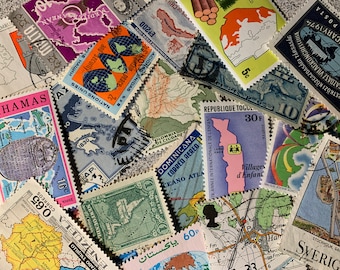 MAPS ON STAMPS - 17 stamps per packet