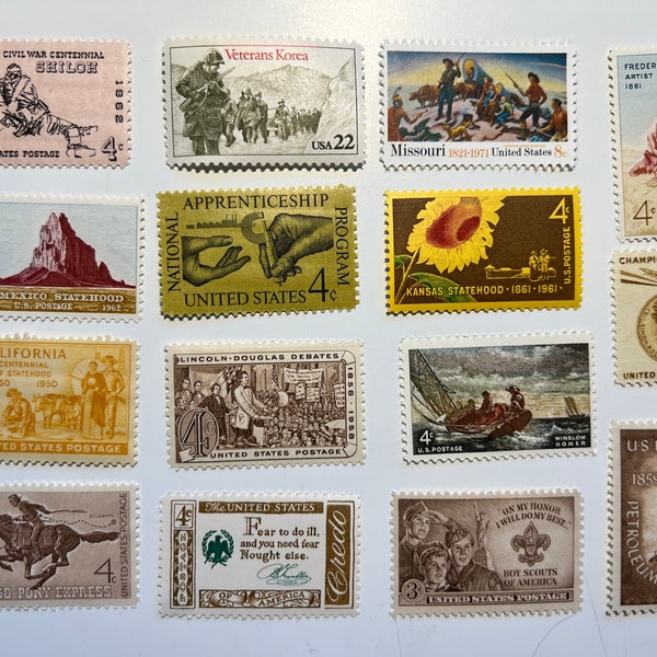 SHADES of BROWNS, TANS and Yellows - Vintage Postage Stamps Variety Packs - Choose your size - From the 1960s - usable postage
