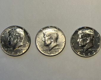 Silver 50c JFK half dollar US Coins: two 1967 or one 1969-D