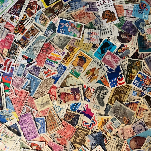 US United States Vintage Stamps - No Duplicates!* Used, off paper.  Wide variety of sizes and years