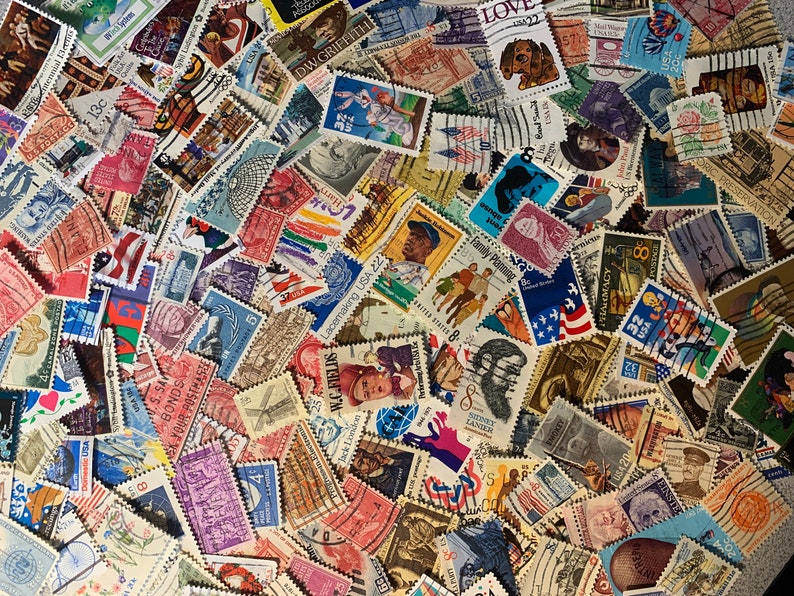 US United States Vintage Stamps - No Duplicates!* Used, off paper.  Wide variety of sizes and years
