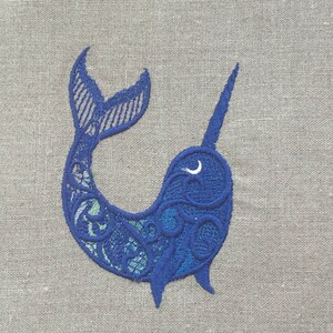 Embroidered Towels / Embroidered Hand Towels / Linen Towels / Linen Dish Towels / Linen Hand Towels / Narwhale Embroidered Towel
