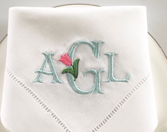 Servilletas monogramadas / Servilletas de tela / Servilletas de cena / Servilletas de lino / Mantelerías / Servilletas personalizadas / Regalo de boda / Regalo de anfitriona