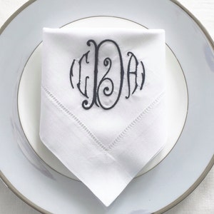 Personalized Napkins.  Monogram Embroidered Cloth Napkins.  Fine Table Linens.  Holiday Dining.  Cloth Napkins. Wedding Gift.  Personalized.