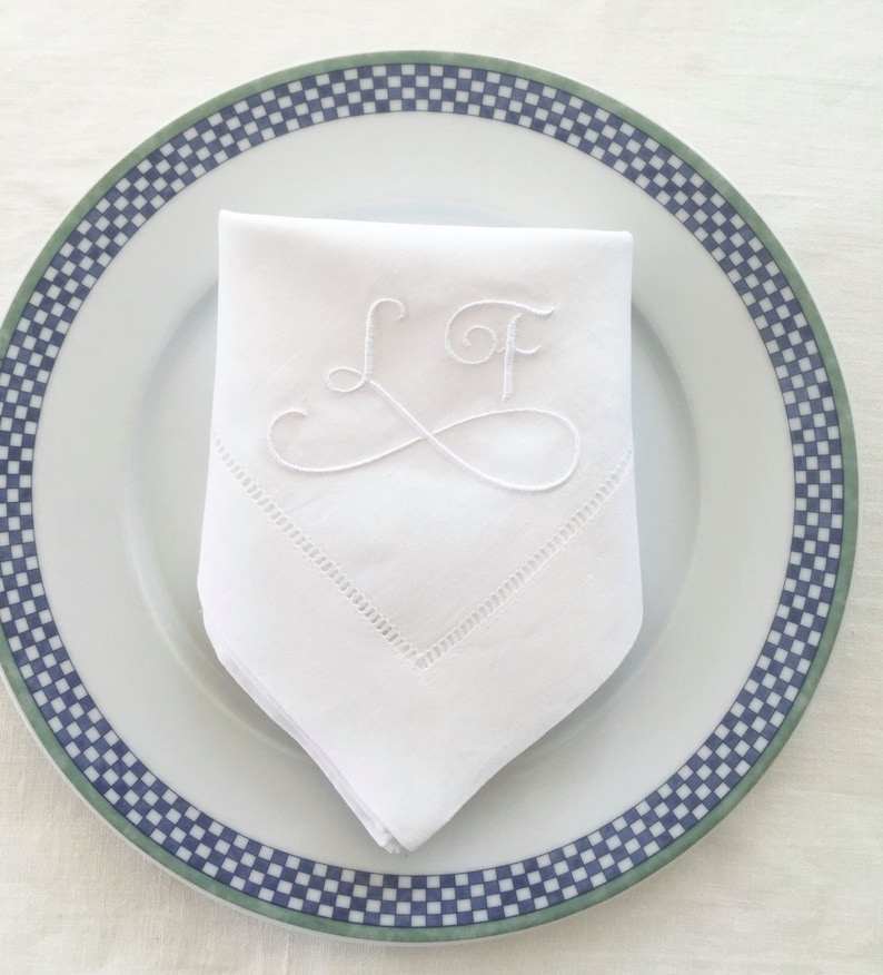 Monogram Embroidered Linen Napkins Simplicity. Personalized Etsy UK