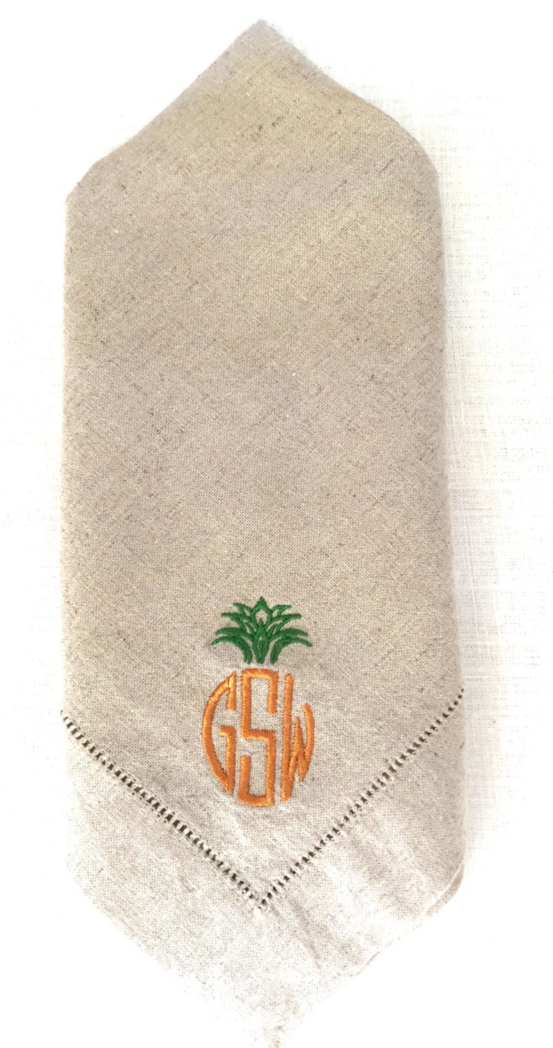 Embroidered Napkins Pineapple. Embroidered Cloth Napkins. Etsy