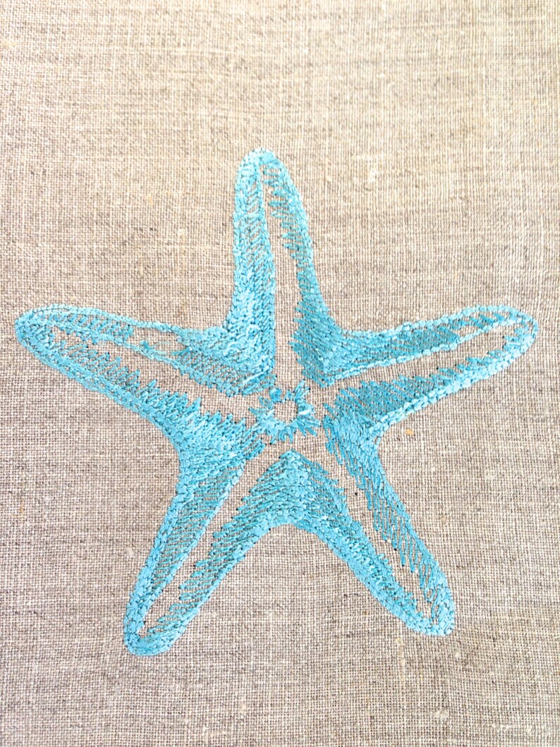 Starfish Embroidered Tea Towel Guest or Hand towel. Nautical Etsy