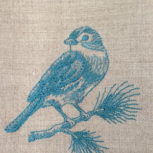 Embroidered Tea Towel, Guest Towel.  Bird on a Branch.  Hostess Gift Christmas Gift.  Bird Embroidery.