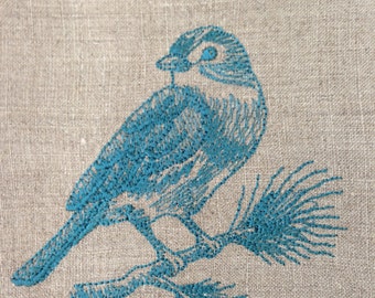 Embroidered Tea Towel, Guest Towel.  Bird on a Branch.  Hostess Gift Christmas Gift.  Bird Embroidery.