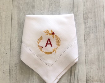 Servilletas monogramadas Navidad / Servilletas de tela / Servilletas de cena / Servilletas de lino / Ropa de mesa / Servilletas personalizadas / Regalo de anfitriona