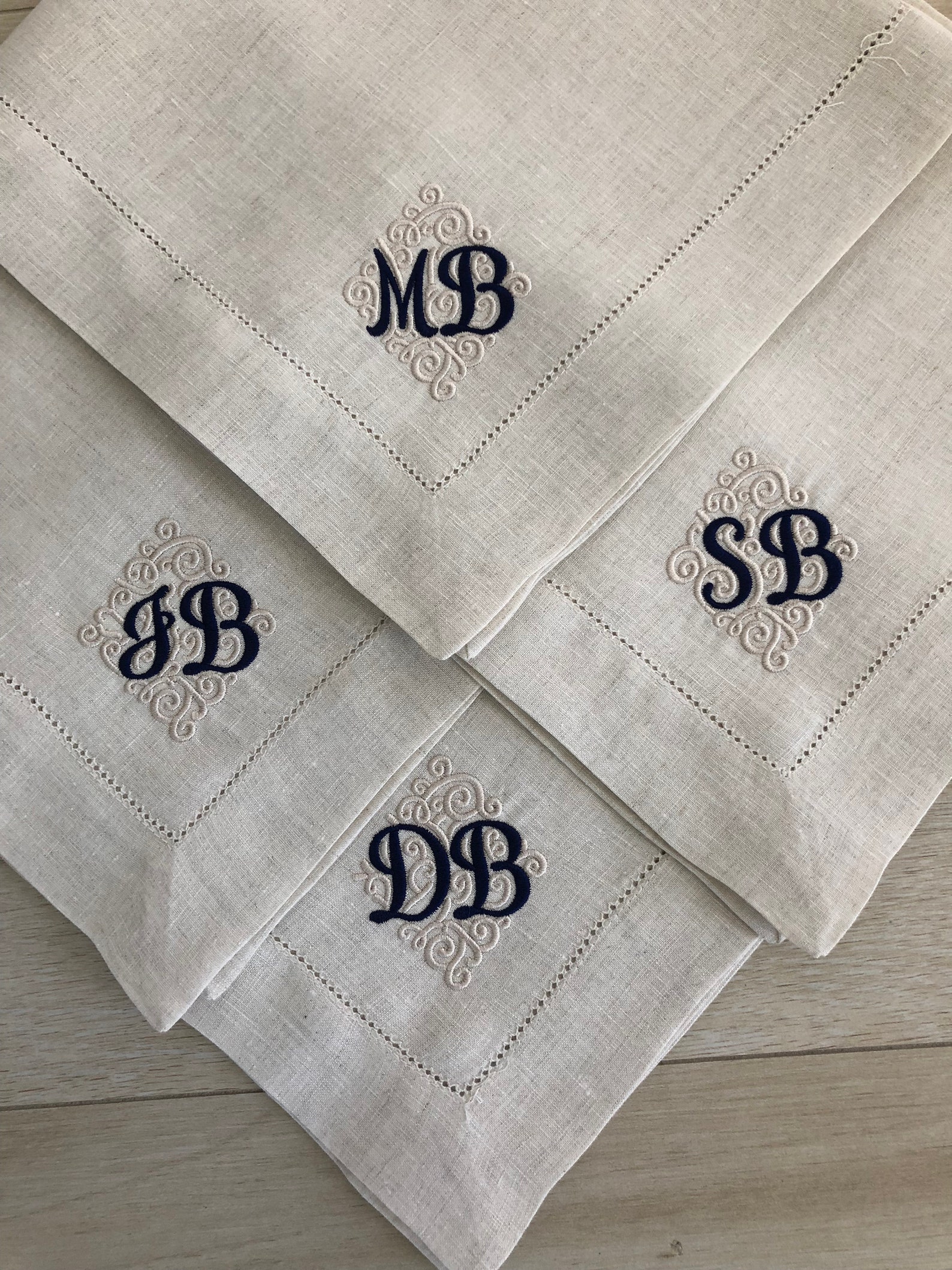 Monogram Embroidered Linen Napkins / Cloth Napkins/ Etsy