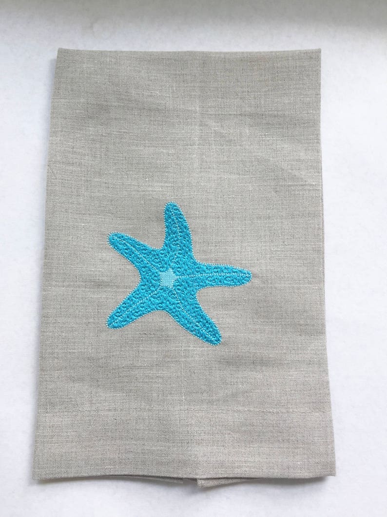Embroidered Starfish Tea Towel Guest Towel Hand Towel. Etsy
