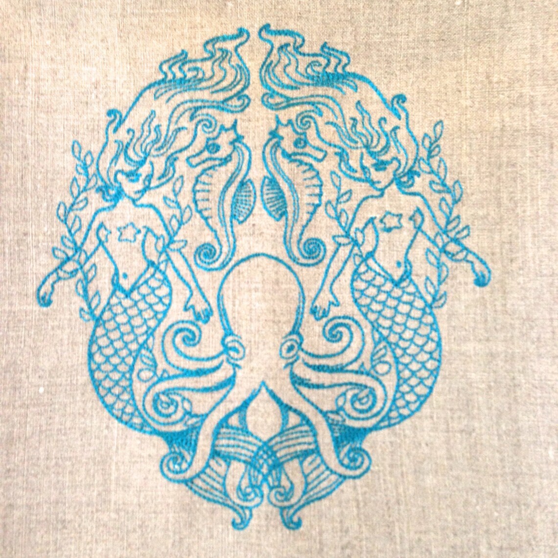 Embroidered Mermaid Tea Towel Guest Towel or Hand Towel. Etsy