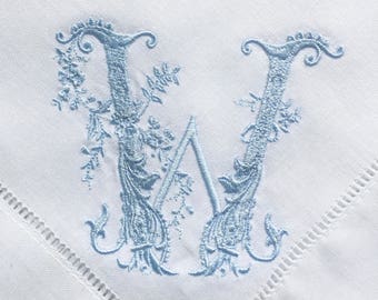 Monogrammed Embroidered linen Dinner Napkins.  Personalized napkins