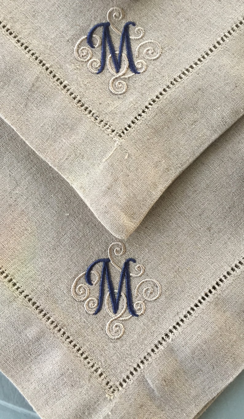 Monogrammed Napkins / Cloth Napkins / Dinner Napkins / Linen Etsy