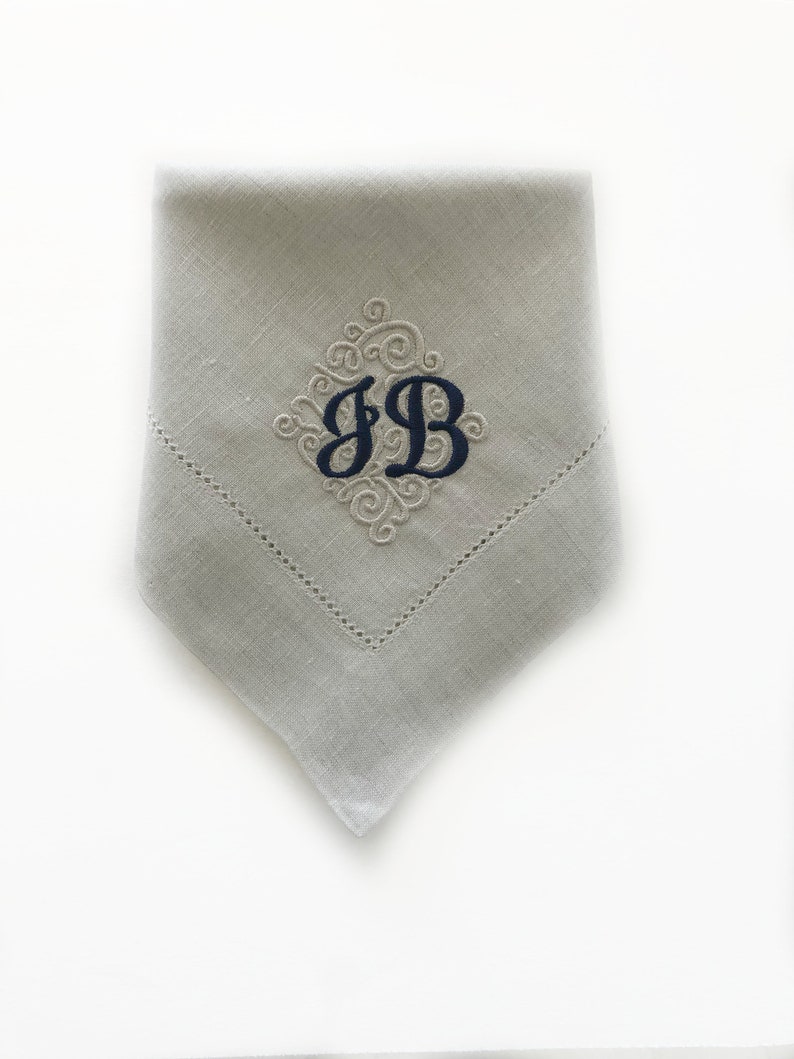 Monogrammed Linen Napkins / Dinner Napkins / Linen Cloth Napkins / Table Linens / Personalized two-letter font napkins / Wedding Gift image 1